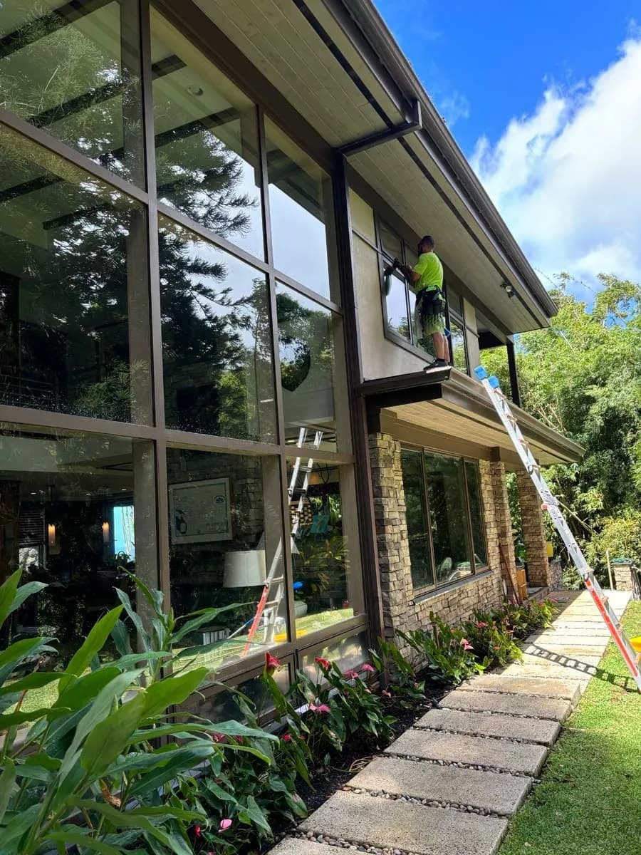 Clean windows after professional cleaning on Oahu Hawaii